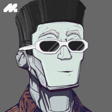 a drawing of a robot wearing sunglasses and a shirt