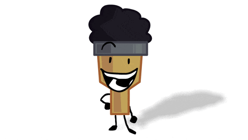 a cartoon drawing of a brush with a black headband on
