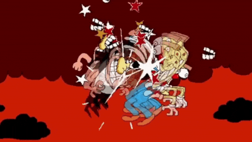 a cartoon of a man being punched in the face by another man