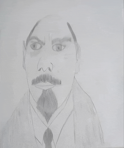a pencil drawing of a man with a beard and tie