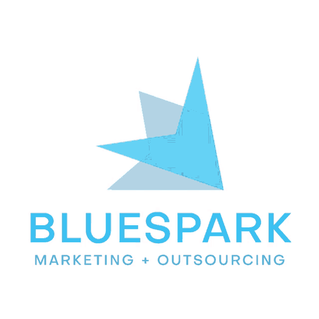 bluespark marketing and outsourcing logo with a blue bird