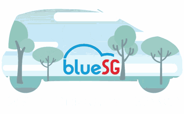 a blue and red illustration of a car with the words 100 % electric zero emission below it