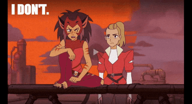 two cartoon characters sitting next to each other with the words i do n't in the corner