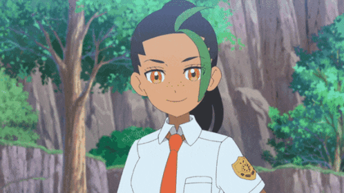 a cartoon character with a badge on his chest that says ' pokemon '