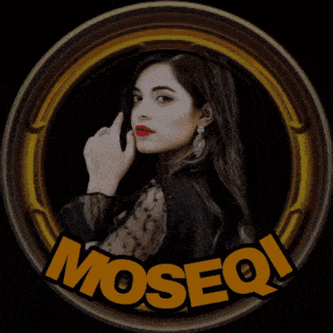 a picture of a woman in a circle with the word moseq on it