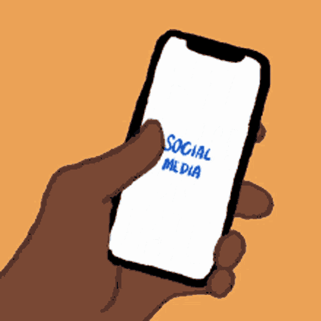 a hand is holding a cell phone with social media written on the screen