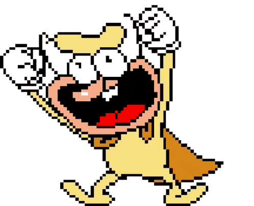 a pixel art drawing of a cartoon character with a cape on .