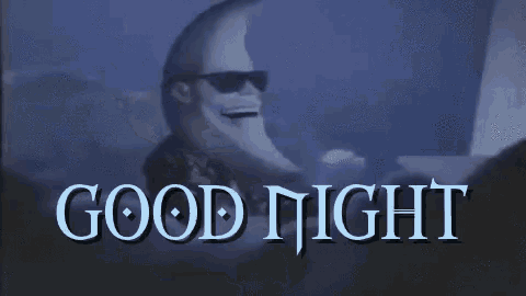 a cartoon of a man with a crescent moon on his face and the words good night below him