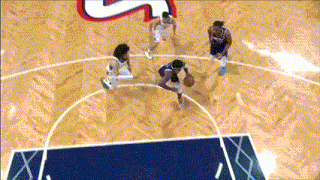 a group of basketball players on a court with the letter s on it