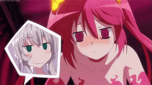a girl with a speech bubble that says secretafterschool behind her