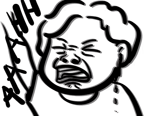 a black and white drawing of a person with a bloody nose and the word eh behind them