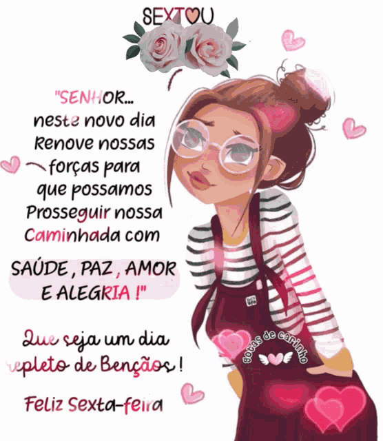 a cartoon of a girl with the words sextou on it