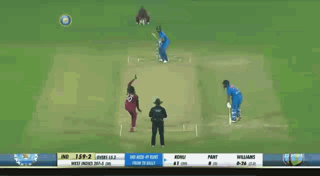 a cricket game is being played on a tv screen