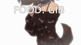 a drawing of a girl with the words food gib written on it