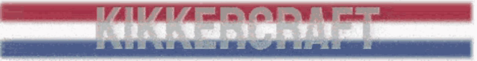 a red white and blue banner with the word kikkerdaft