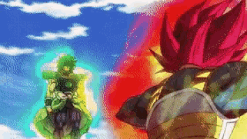 a pixel art of a dragon ball z character fighting another character