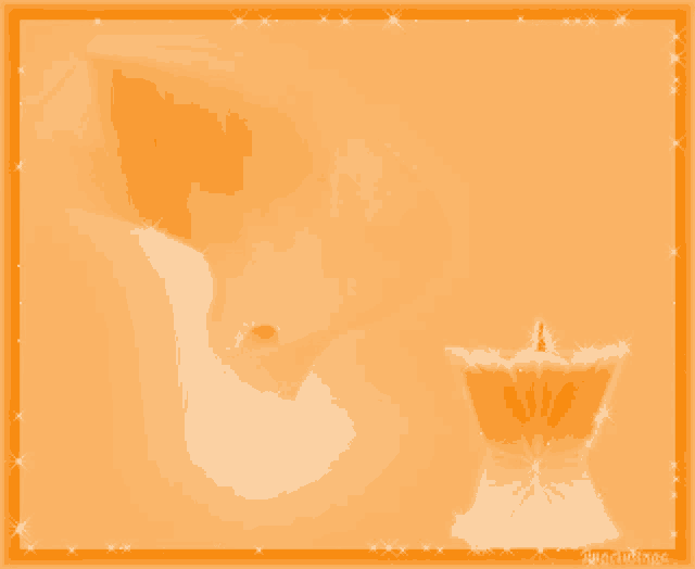 an orange background with a candle in the corner and a watermark that says ' lynchimages '