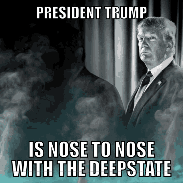 a picture of president trump with the caption president trump is nose to nose with the deep state