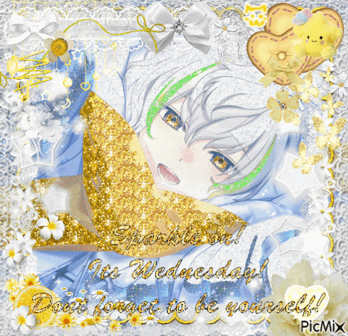 a picture of a boy with the words sparkle on wednesday on it