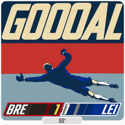a soccer goalie is diving to catch a ball and the score is 1-0