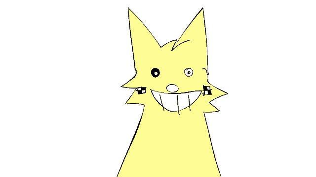 a drawing of a yellow star with a black eye
