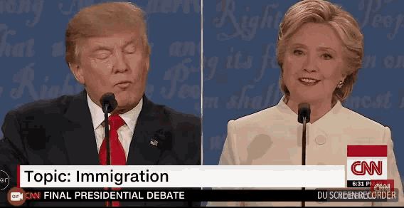 donald trump and hillary clinton giving a speech on immigration