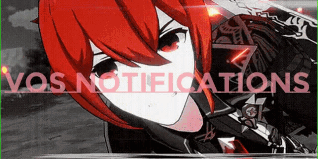 a picture of a red haired anime character with the words vos notifications above it