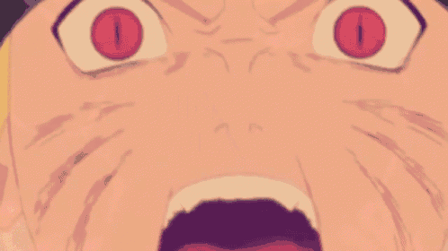 a cartoon face with red eyes and the words minatos flash