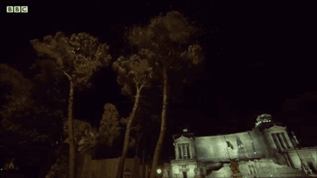 a bbc logo can be seen in the corner of a dark scene
