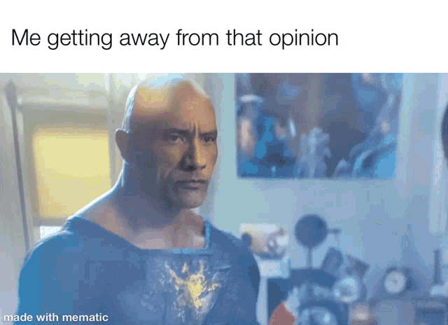 a meme of a bald man with the words me getting away from that opinion