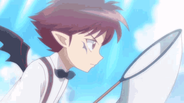 a cartoon character is holding a net in his hand