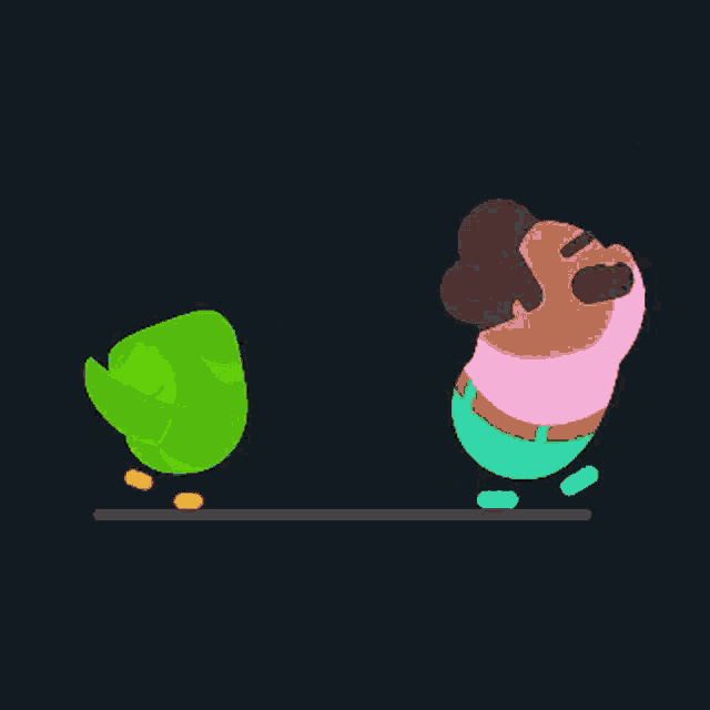 a cartoon of a man and a green owl