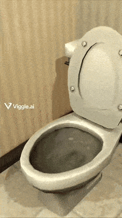 a toilet in a bathroom with a viggle.ai logo