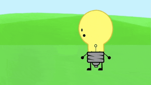 a cartoon rock with a smiley face is standing in a field .