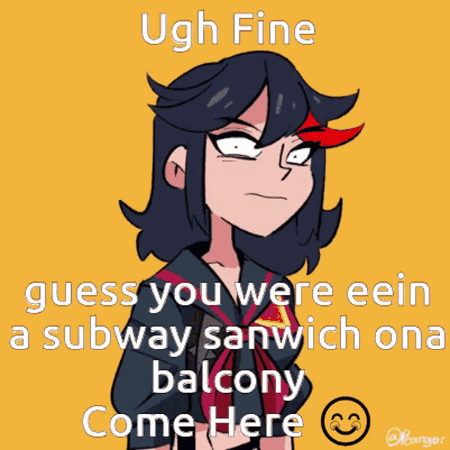 a picture of a girl with a caption that says ugh fine