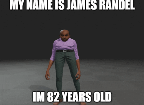 a computer generated image of a bald man in a purple shirt and green pants