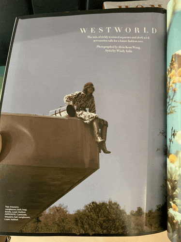 a magazine is open to a page that says westworld on it
