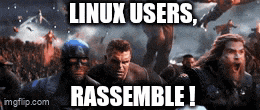 a screenshot of a movie with the words linux users rassemble !