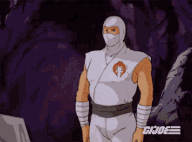 a cartoon of a gi joe character standing in front of a computer