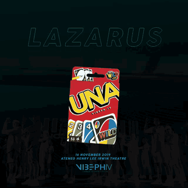 a poster for lazarus shows a uno card