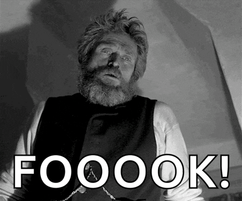 a black and white photo of a man with a beard and the words fooook below him