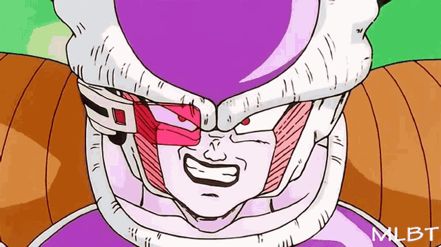 a close up of a cartoon character with the letters mlbt on the bottom right