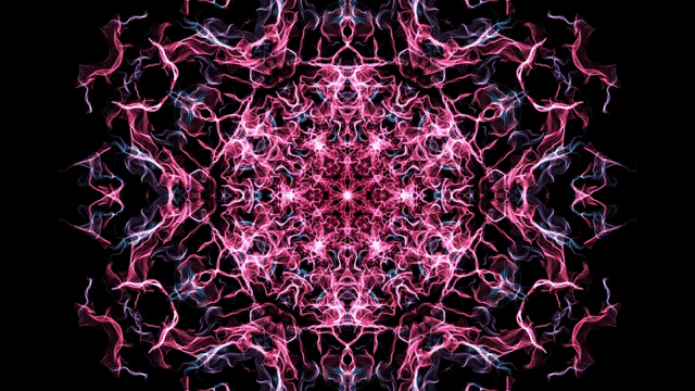 a kaleidoscope of pink and purple lines on a black background