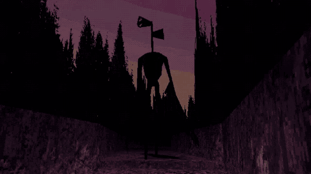 a silhouette of a monster with a flag on top of it