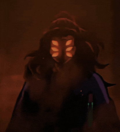 a painting of a person with a mask on their face .
