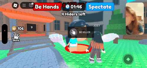a screenshot of a video game that says be hands at the top