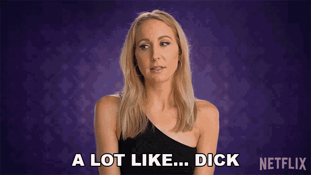 a woman says " a lot like dick " in front of a netflix logo