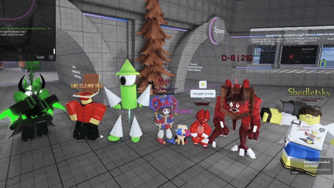 a group of robots are standing in front of a sign that says d-b-1210