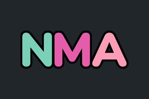 the word nma that is pink and green