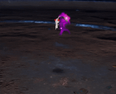 a purple object is floating in the air in a video game